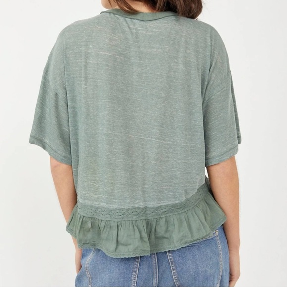 FREE PEOPLE Fall in Love Lace Inset T-Shirt size large - Picture 2 of 7